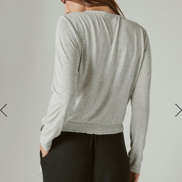 NWT Lucky Brand Heather Gray Sandwash Surplice Top - Picture 8 of 10